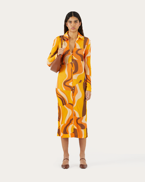 Sana Dress Tencel Print Orange