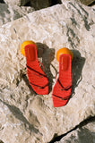 Clara Sandals Leather Emboss Croc Orange