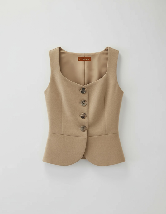 Eunice Vest Cotton Silk Double-face Beige