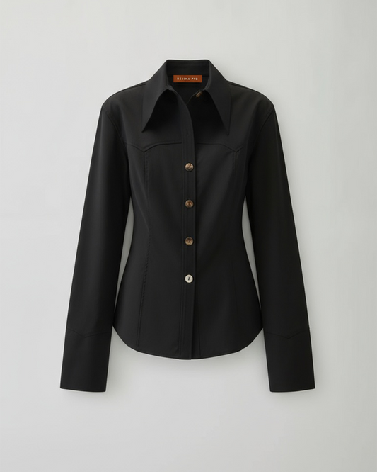 Camilla Shirt Wool Suiting Black
