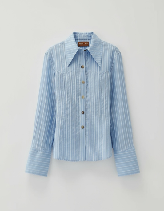 Camilla Shirt Viscose Blend Stripe Blue