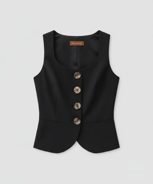 Eunice Vest Wool Suiting Black