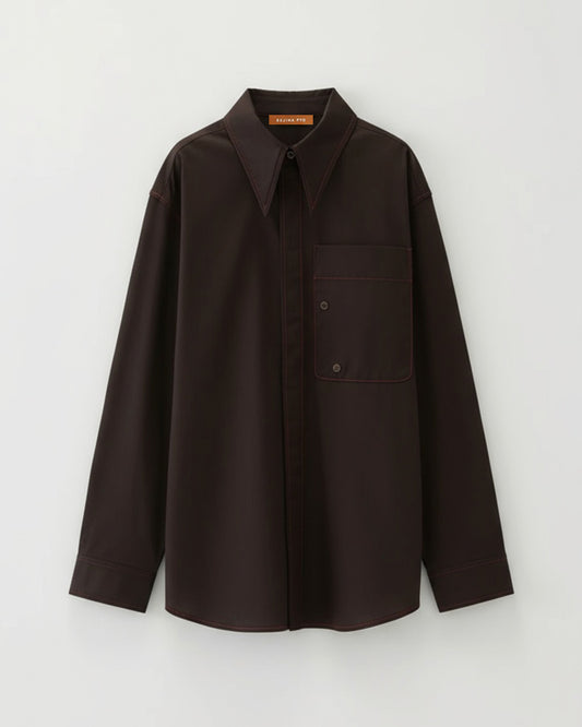 Ellis Shirt Sateen Cotton Dark Chocolate