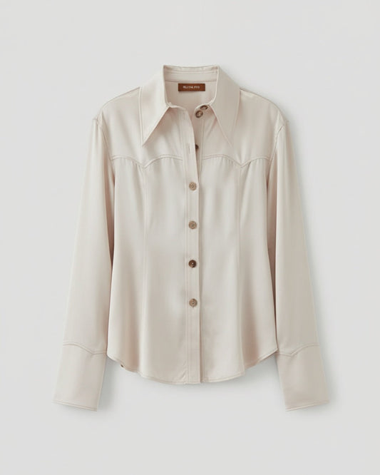 Camilla Shirt Satin Viscose Parchment