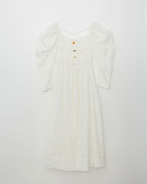 Nora Dress Cotton Striped Jacquard White