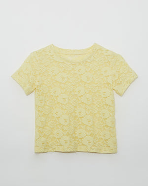 Adina T-Shirt Cotton Blend Floral Lace Yellow