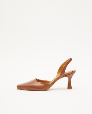 Squared Slingback 65mm Leather Brown