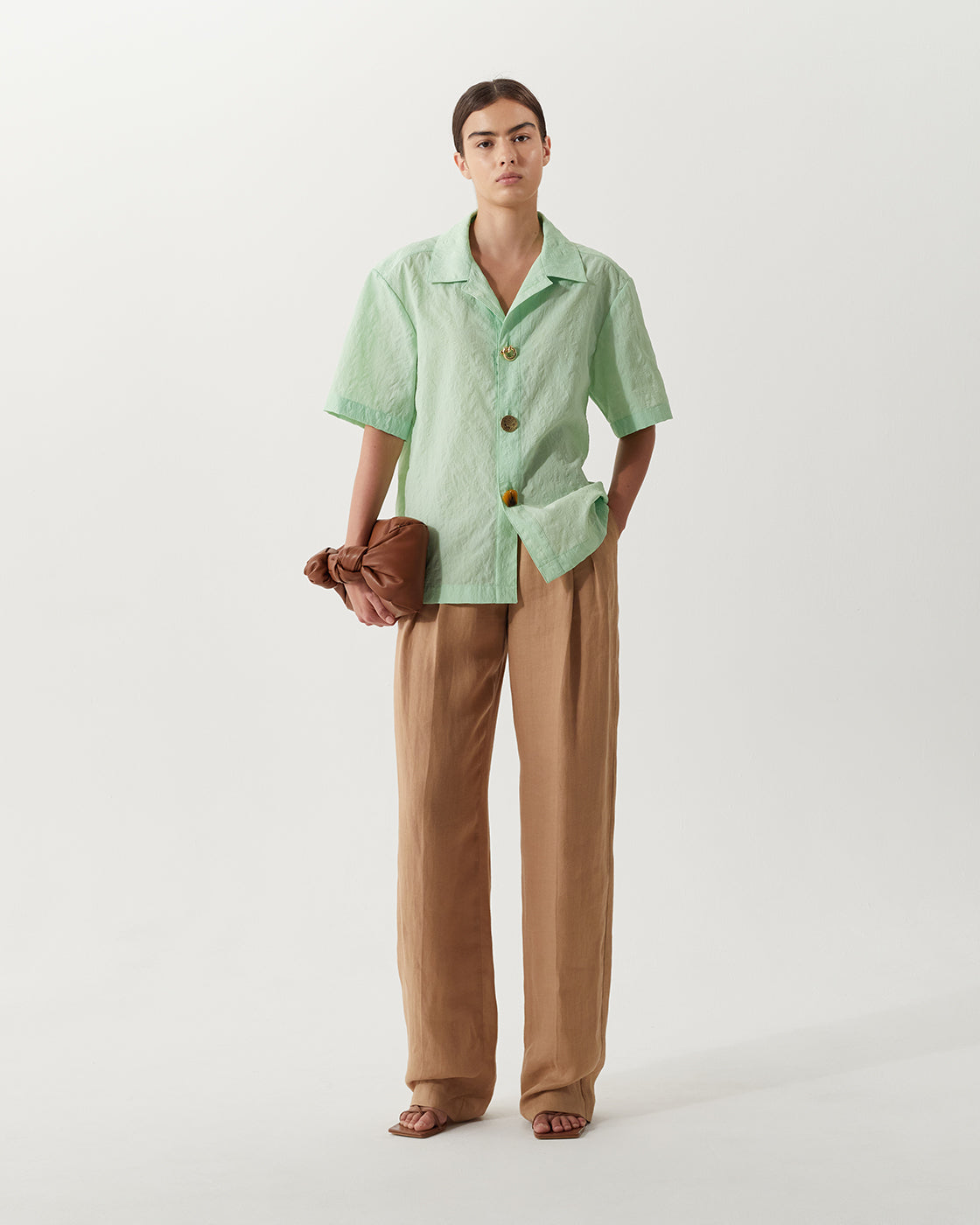 Marty Shirt Textured Viscose Apple Green