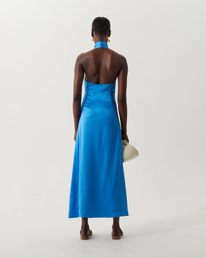 Lily Dress Silk Satin Vivid Blue