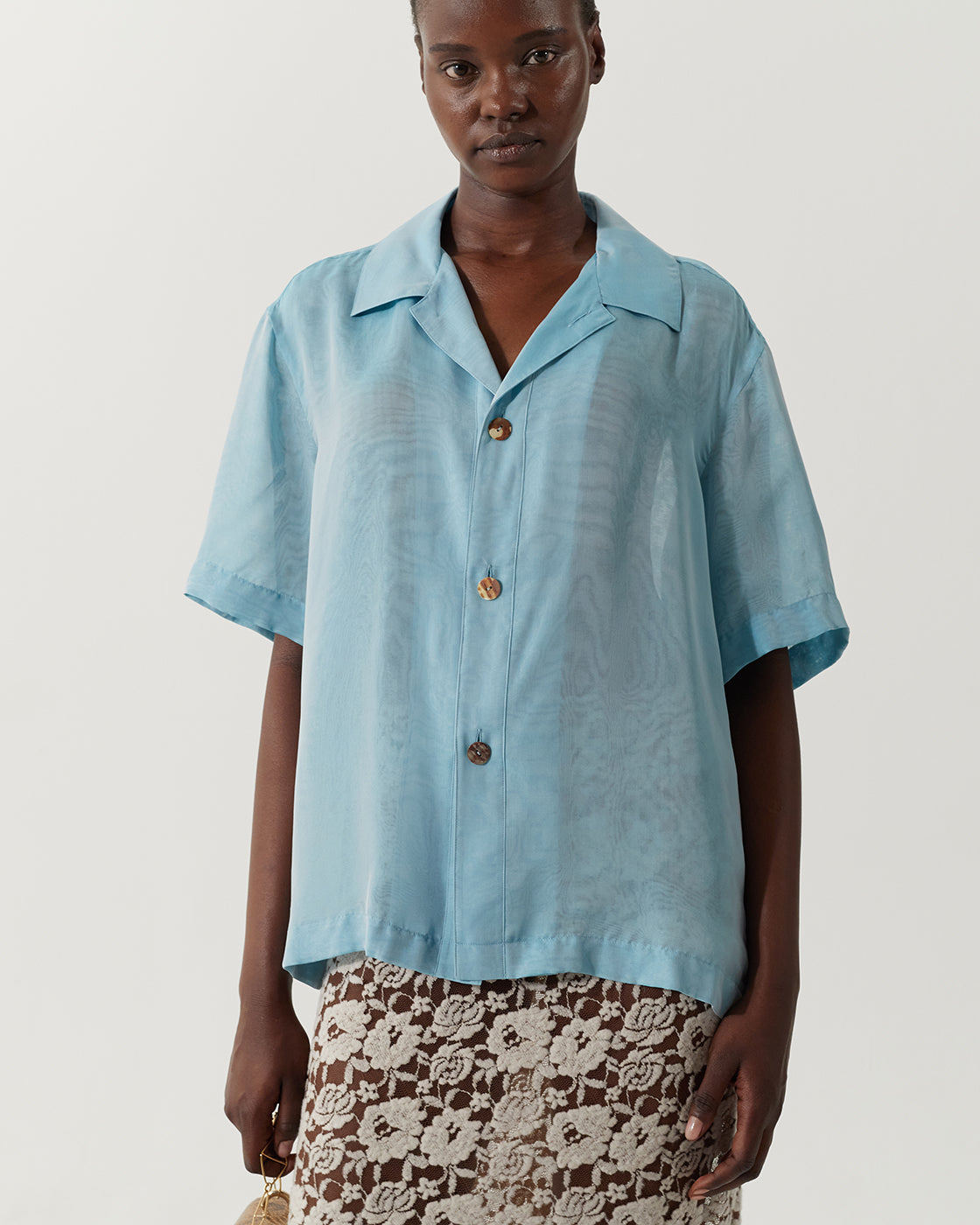 Marty Shirt Silk Chiffon Blue