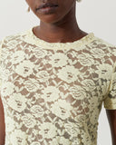 Adina T-Shirt Cotton Blend Floral Lace Yellow - Special Price