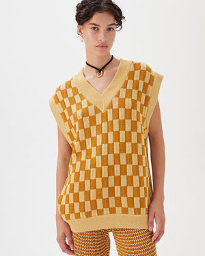 Sadie Vest Linen Blend Brown