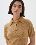 Bobbi Polo Top Alpaca Blend Boucle Beige