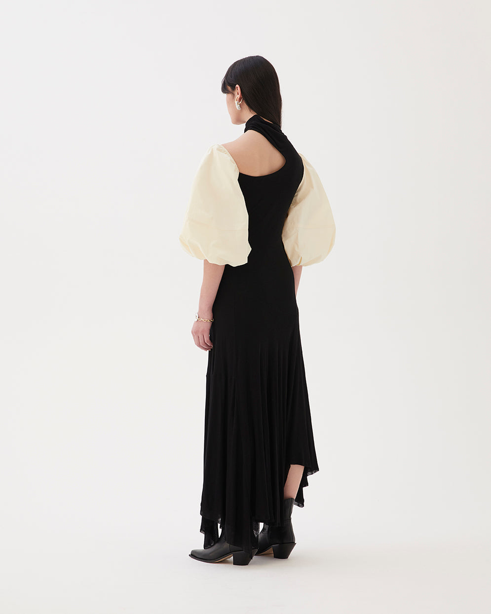 Tilly Dress Tencel Black + Organic Cotton Off-White