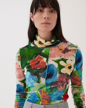 Lina Top Stretch Velvet Print Floral Multi – REJINA PYO
