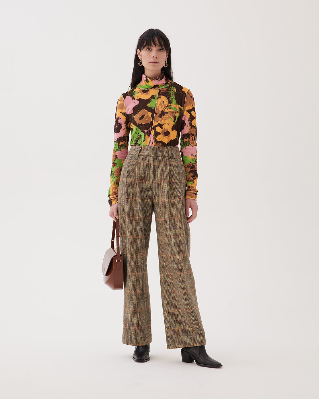 Freya Trousers Wool Herringbone Beige