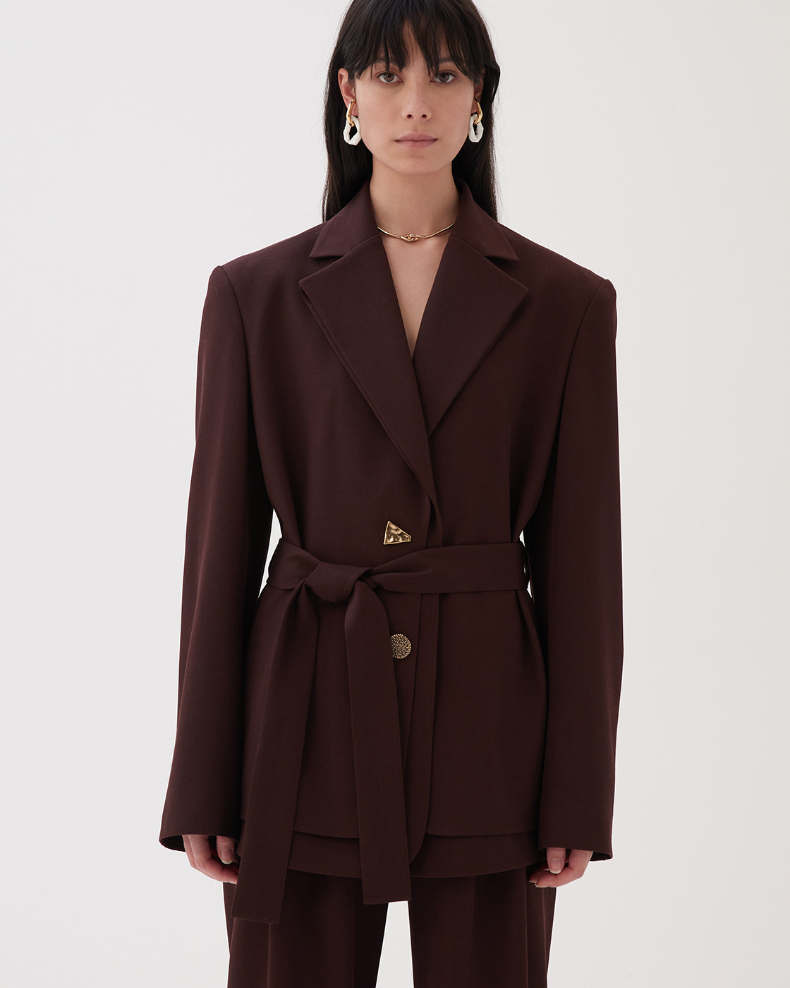 Simone Jacket Wool Blend Twill Burgundy REJINA PYO