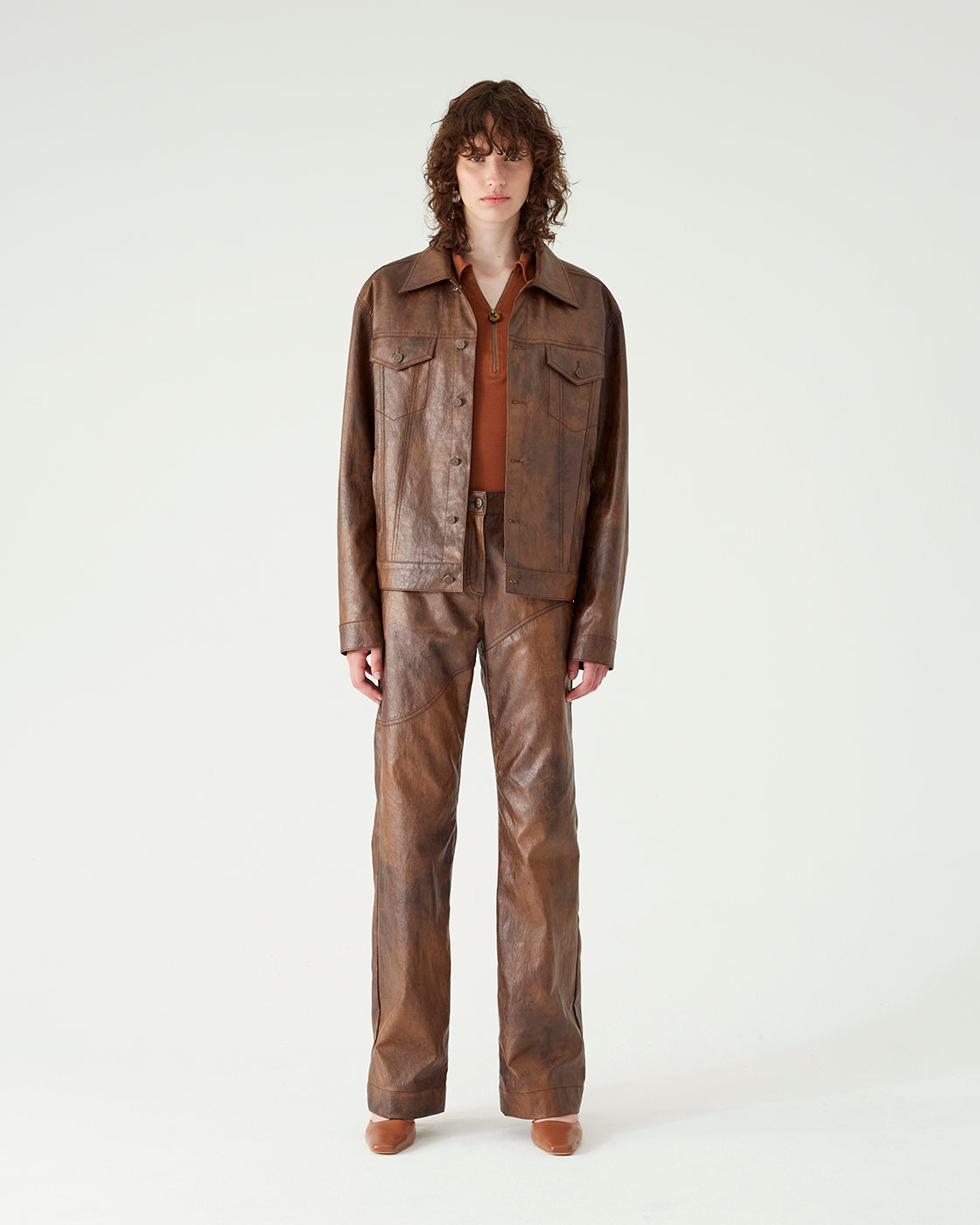 Theo Jacket Faux Leather Brown – REJINA PYO