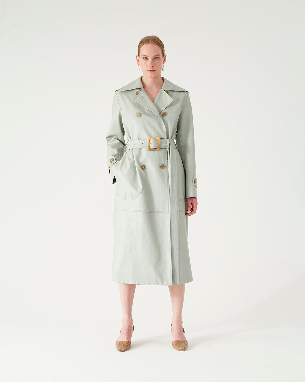 Juno Trenchcoat Faux Leather Mint