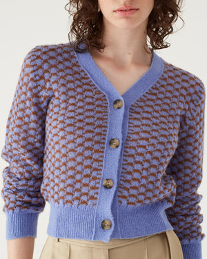 Jules Cardigan Alpaca Blend Blue + Brown
