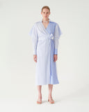 Arlo Dress Cotton Pinstripe Blue