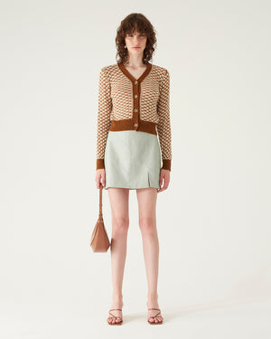 Jules Cardigan Alpaca Blend Cream + Brown