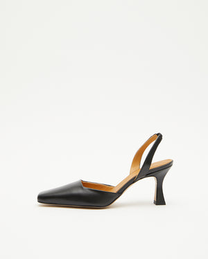Squared Slingback 65mm Leather Black