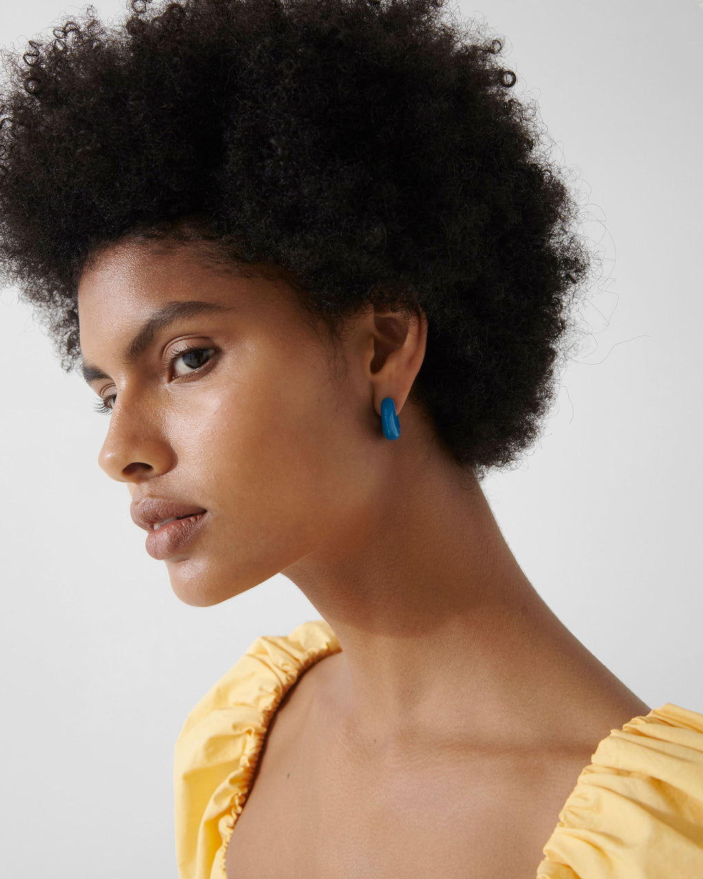 Volume Hoops Gold Plated with Blue Enamel